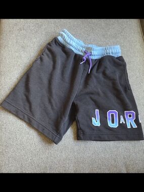 Jordan Black Shorts with Blue Waistband and Purple Accents